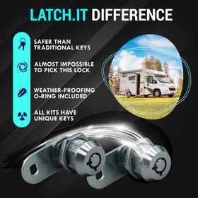 LATCH.IT four tubular keys and included nuts showing spare keys for easy access benefit
