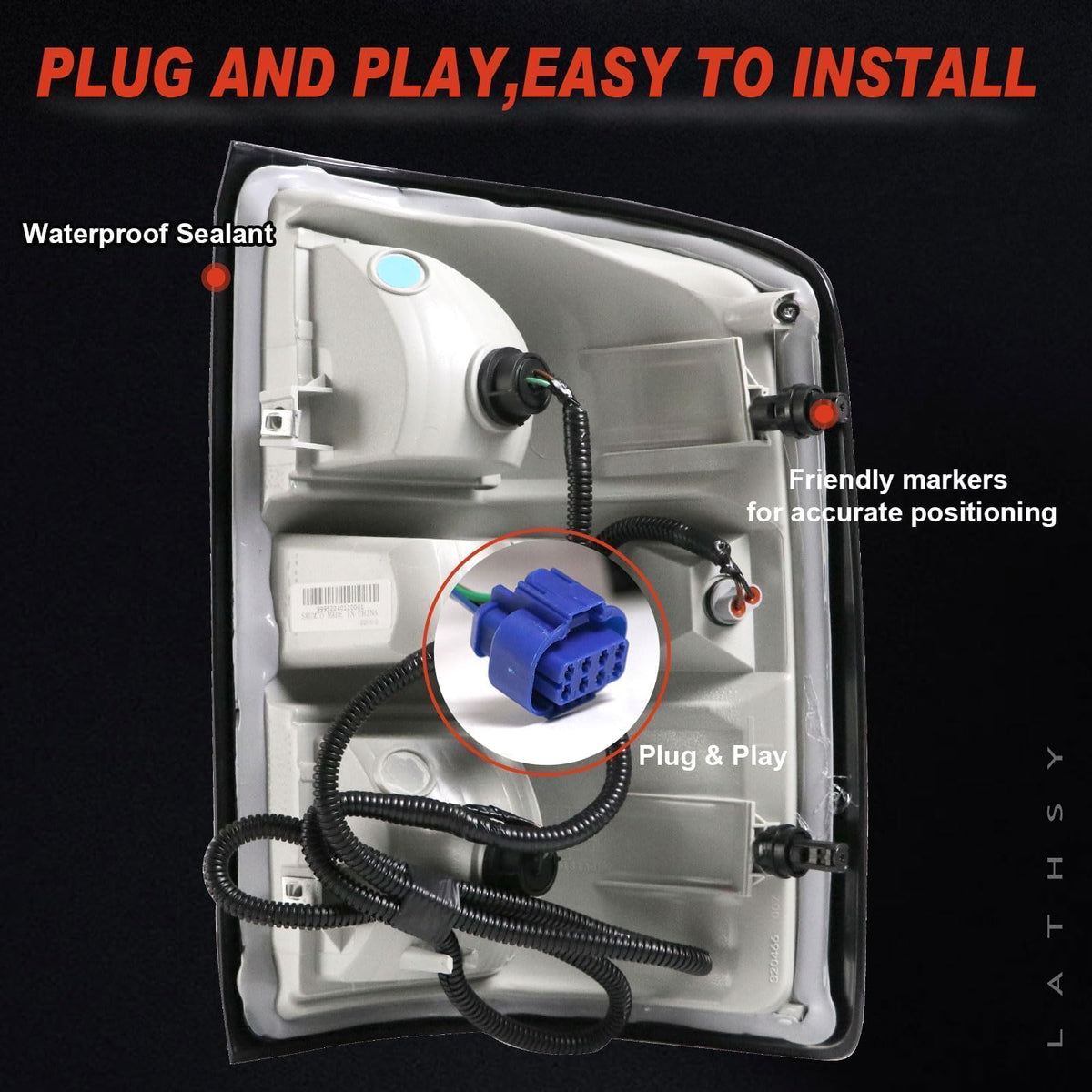 Lathsy backside with connector and mounts showing plug-and-play compatibility