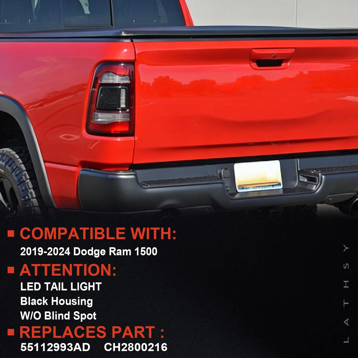 Lathsy tail light rear with connector and mounting points for easy plug-and-play fit