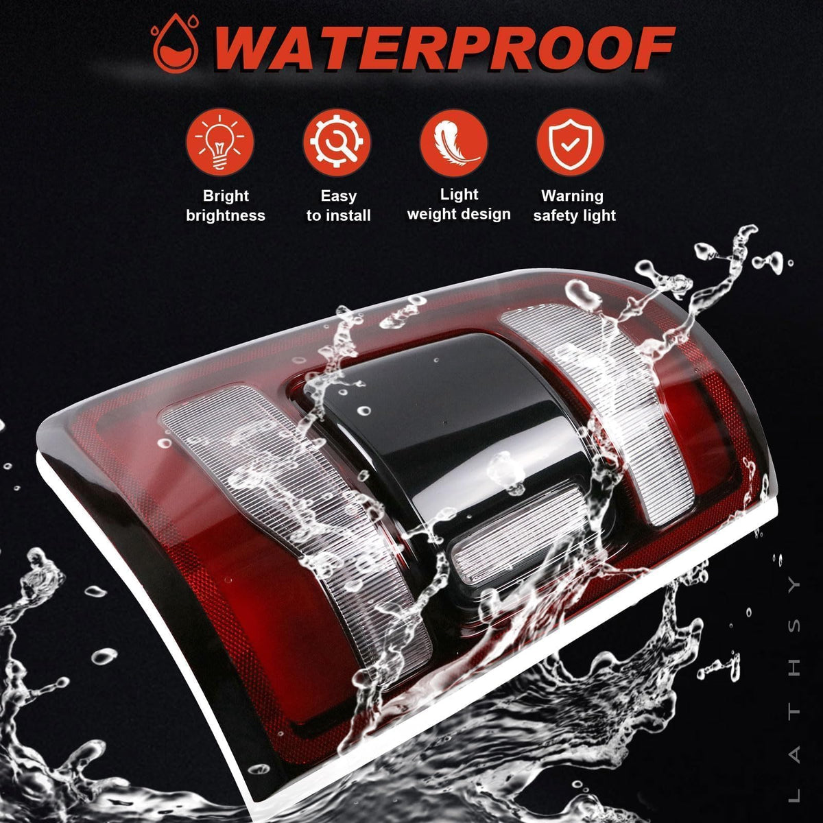 Lathsy tail light packaged with protective padding to prevent shipping damage