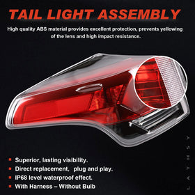 Lathsy tail light beside a ruler showing size for easy scale reference