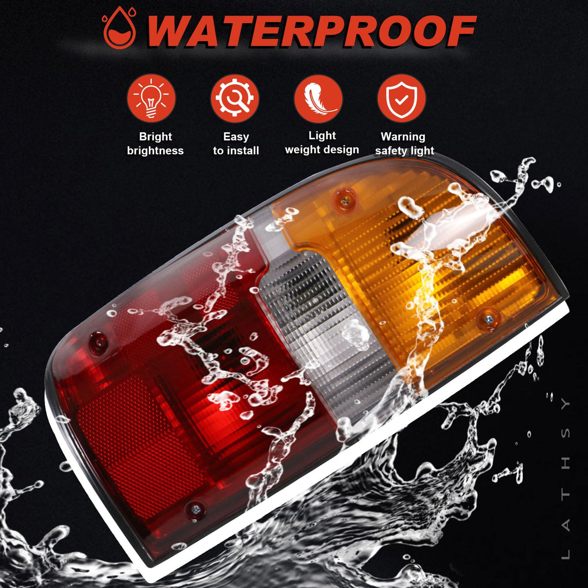 Lathsy tail light wiring and bulb socket view demonstrating plug-and-play benefit