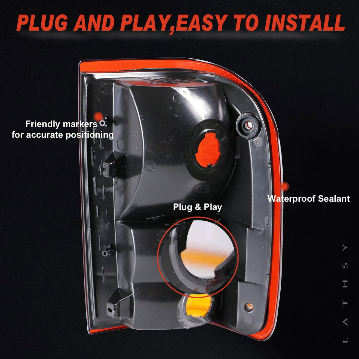 Lathsy rear view showing wiring plug and mounting for easy installation benefit