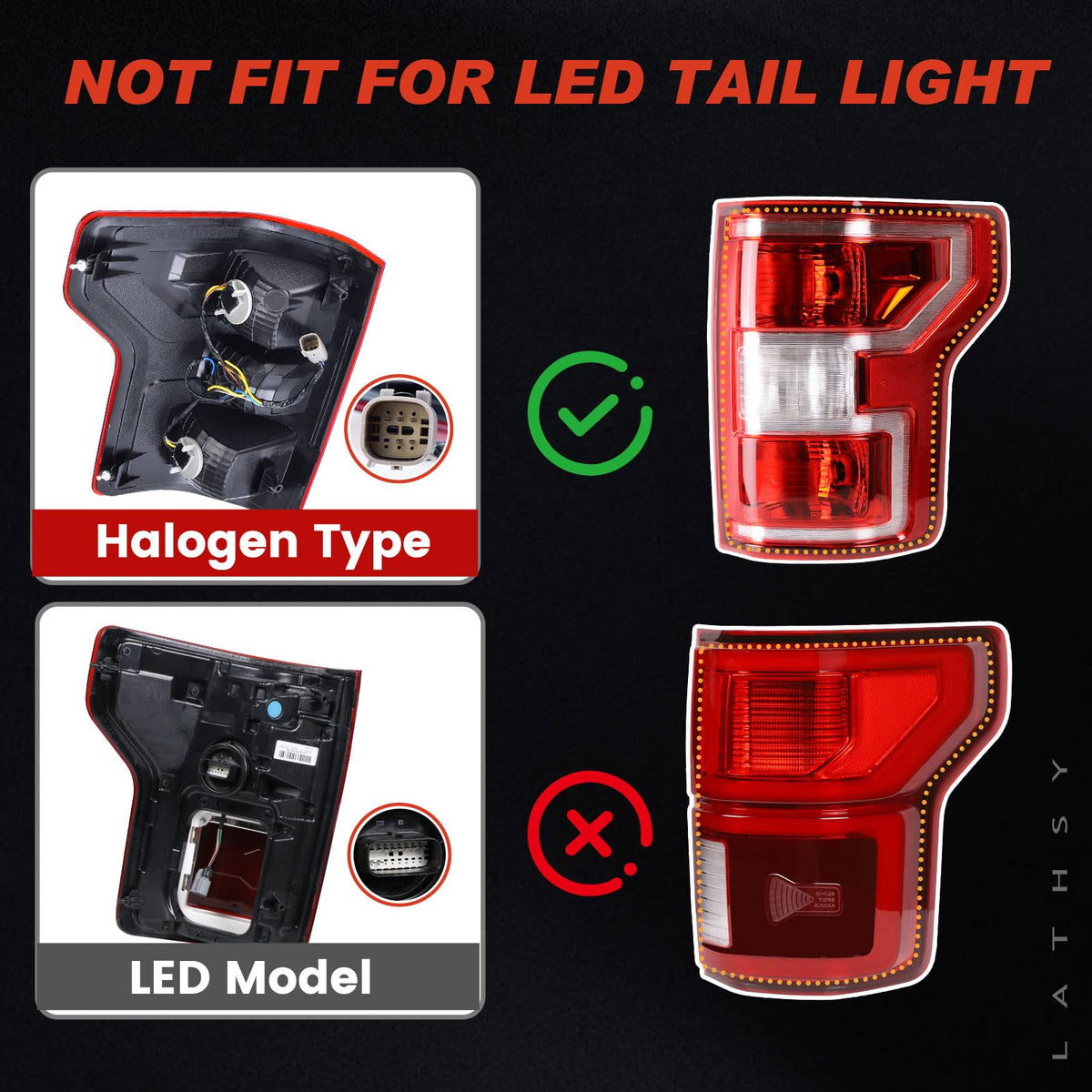Lathsy tail light backside with wiring harness and connector clarity