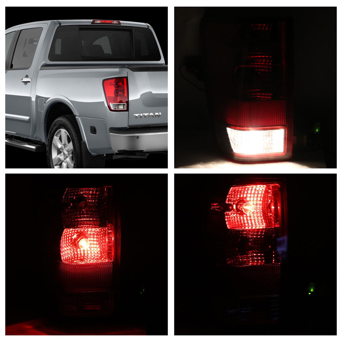 Lathsy tail light illuminated at night on a Titan illustrating clear visibility and road safety benefits