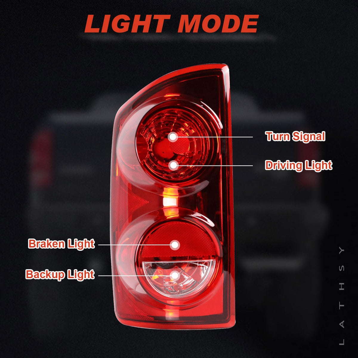 Lathsy tail light illuminated at night enhancing visibility and safety