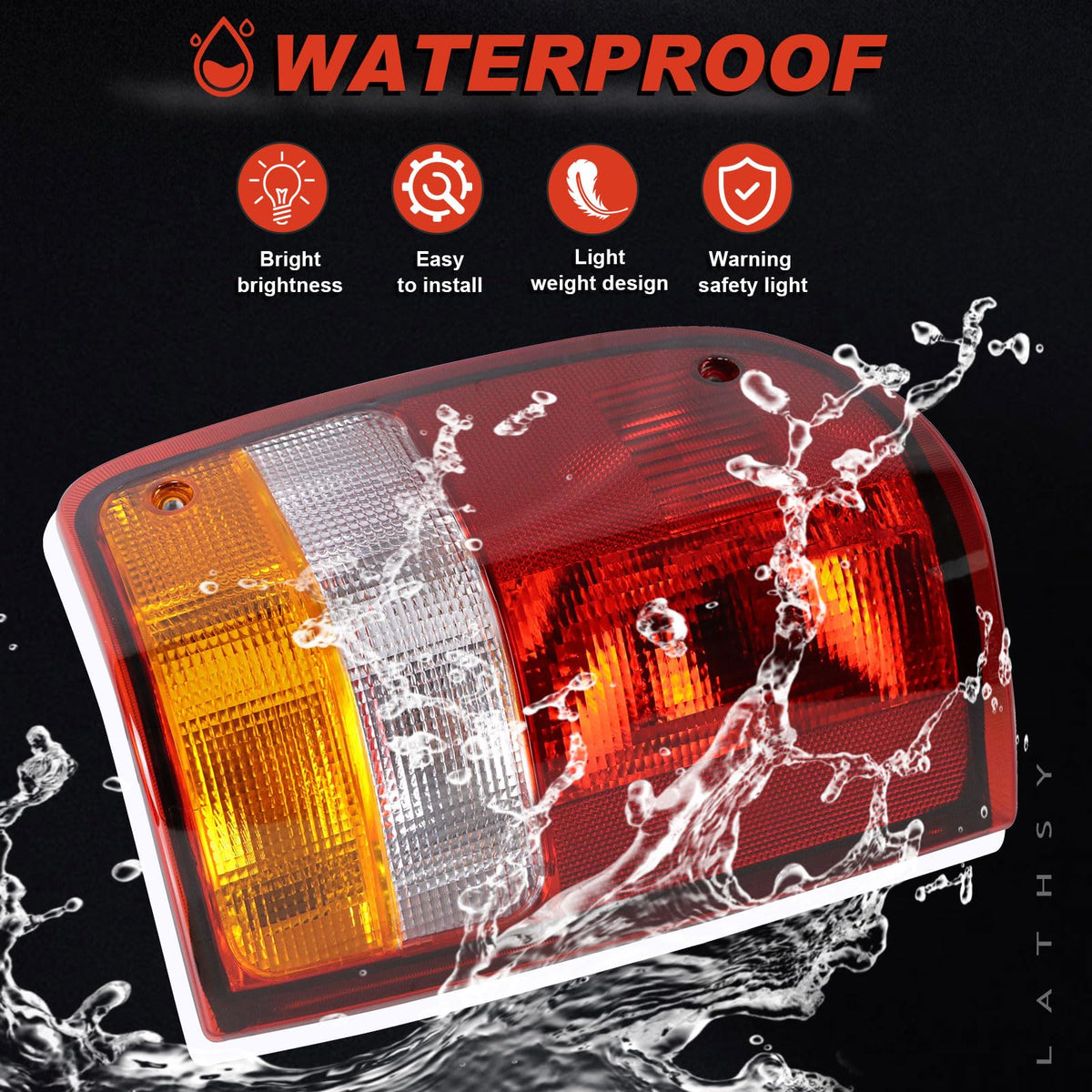 Lathsy tail lights installed on a Ford Ranger showing restored appearance benefit