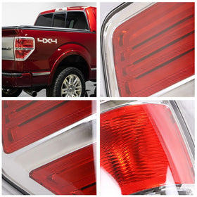 Lathsy tail lights on truck in evening, improves visibility and style