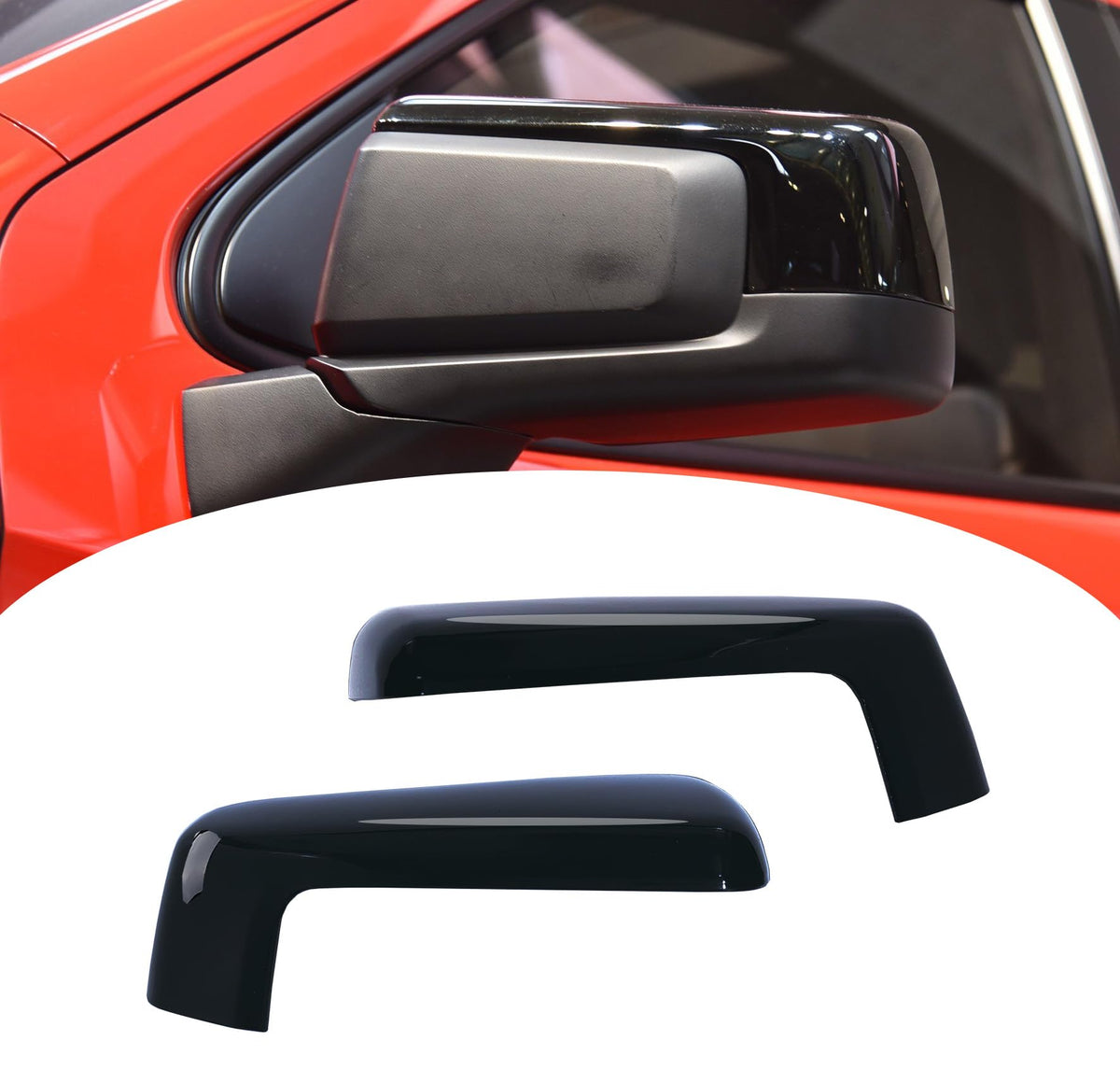 LAUBDGIE front view of glossy black upper mirror covers showing fit