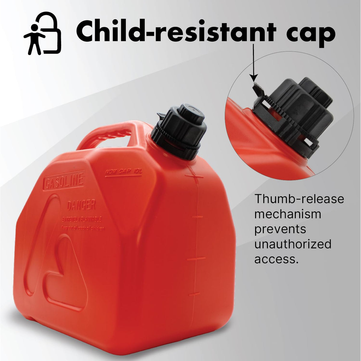 LAUCO cam-lock closure close-up showing secure, leak-resistant seal