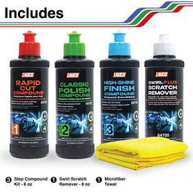 LAUCO Step 1 rapid cut compound close-up texture removes heavy defects