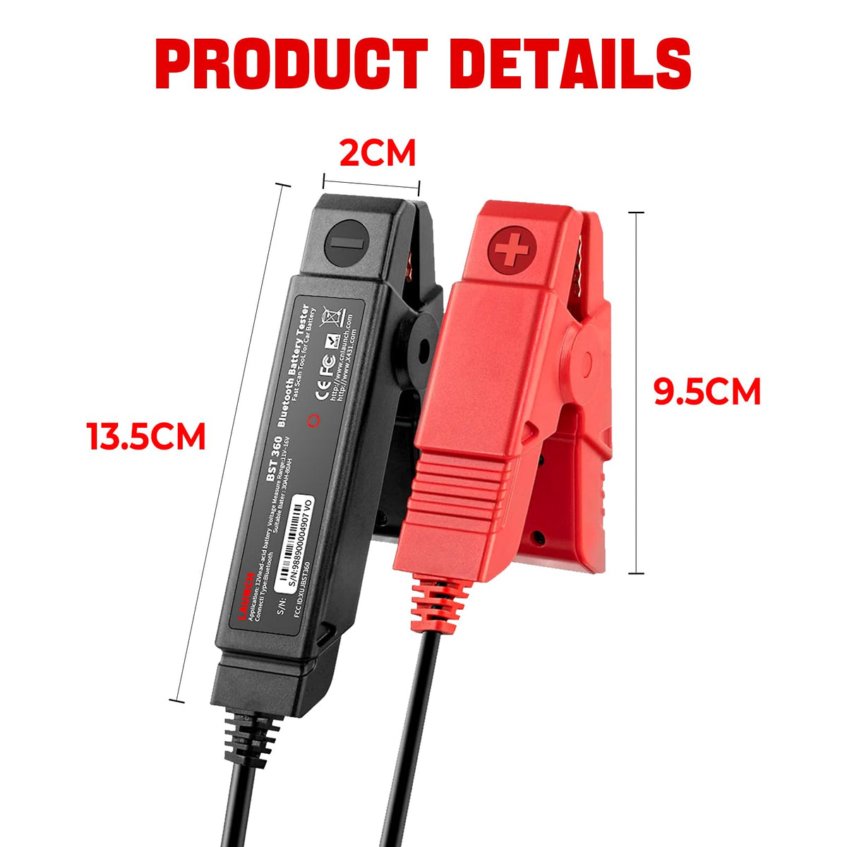 LAUNCH BST 360 clamp detail with PVC leads—durable safe connection