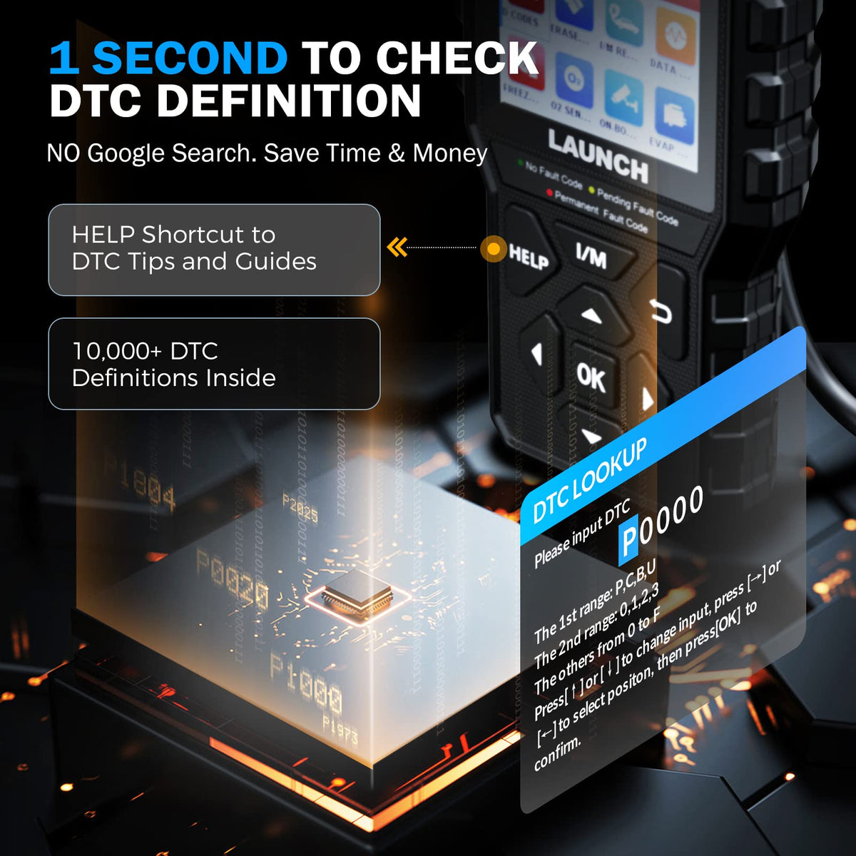 LAUNCH CR529 OBD2 connector port connected, LAUNCH ensuring reliable power and data