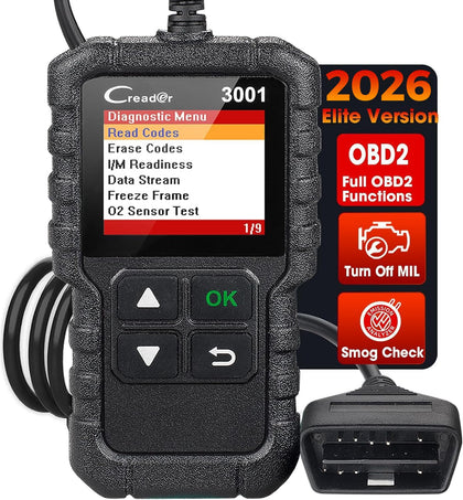 LAUNCH Creader 3001 front view showing easy buttons and compact design for quick diagnostics