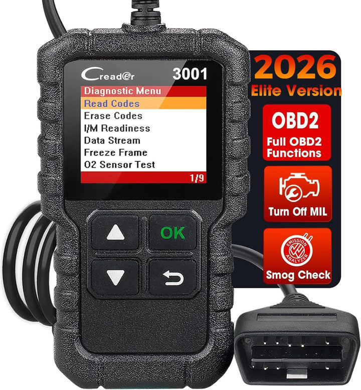 LAUNCH Creader 3001 front view showing easy buttons and compact design for quick diagnostics