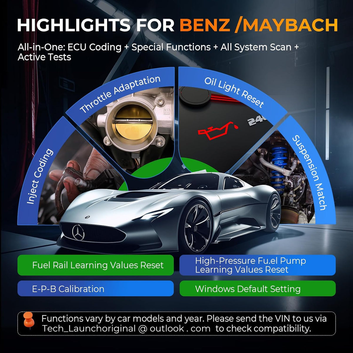 LAUNCH scanner in use on BMW dashboard demonstrating professional diagnostics