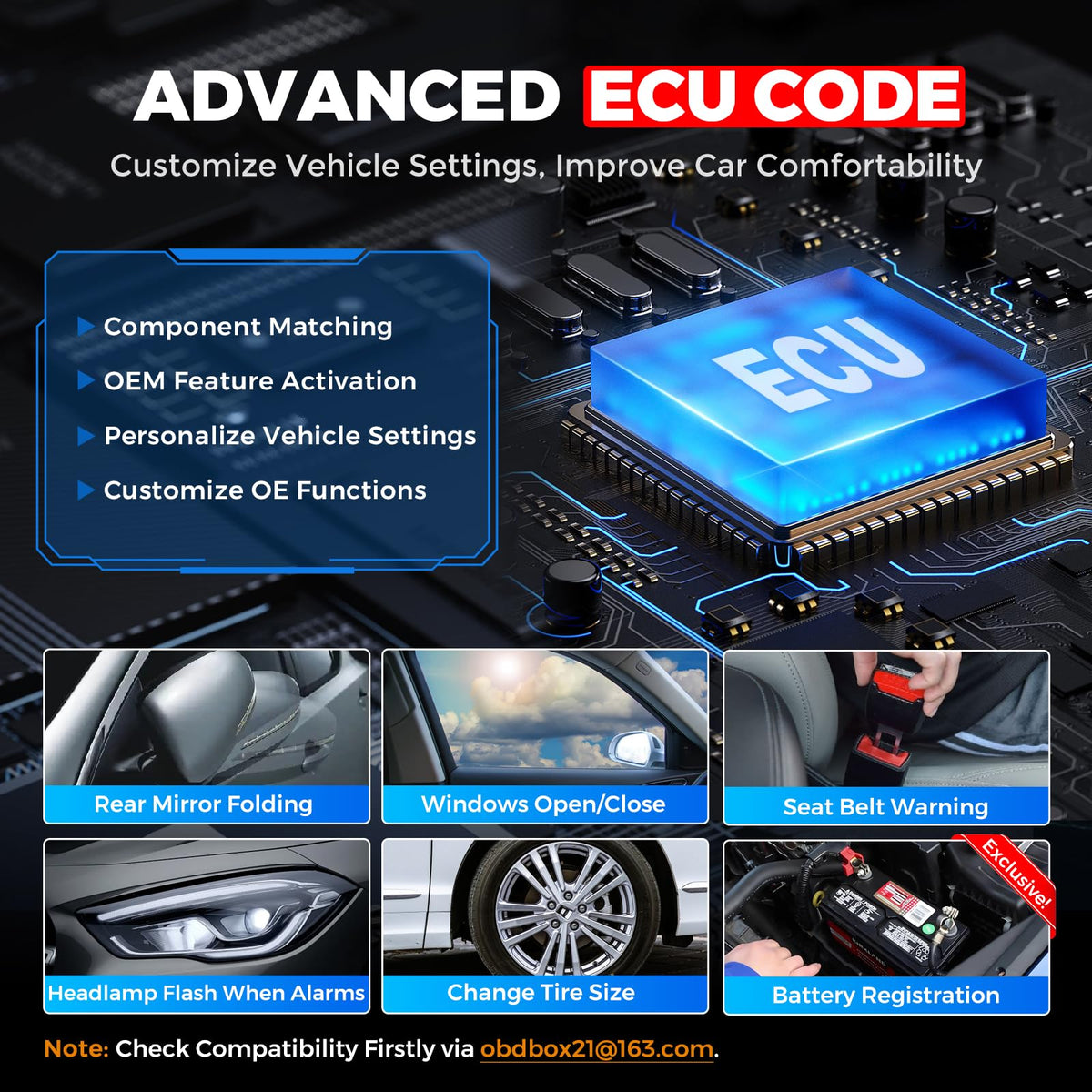 LAUNCH accessories and connector kit laid out for versatile vehicle coverage