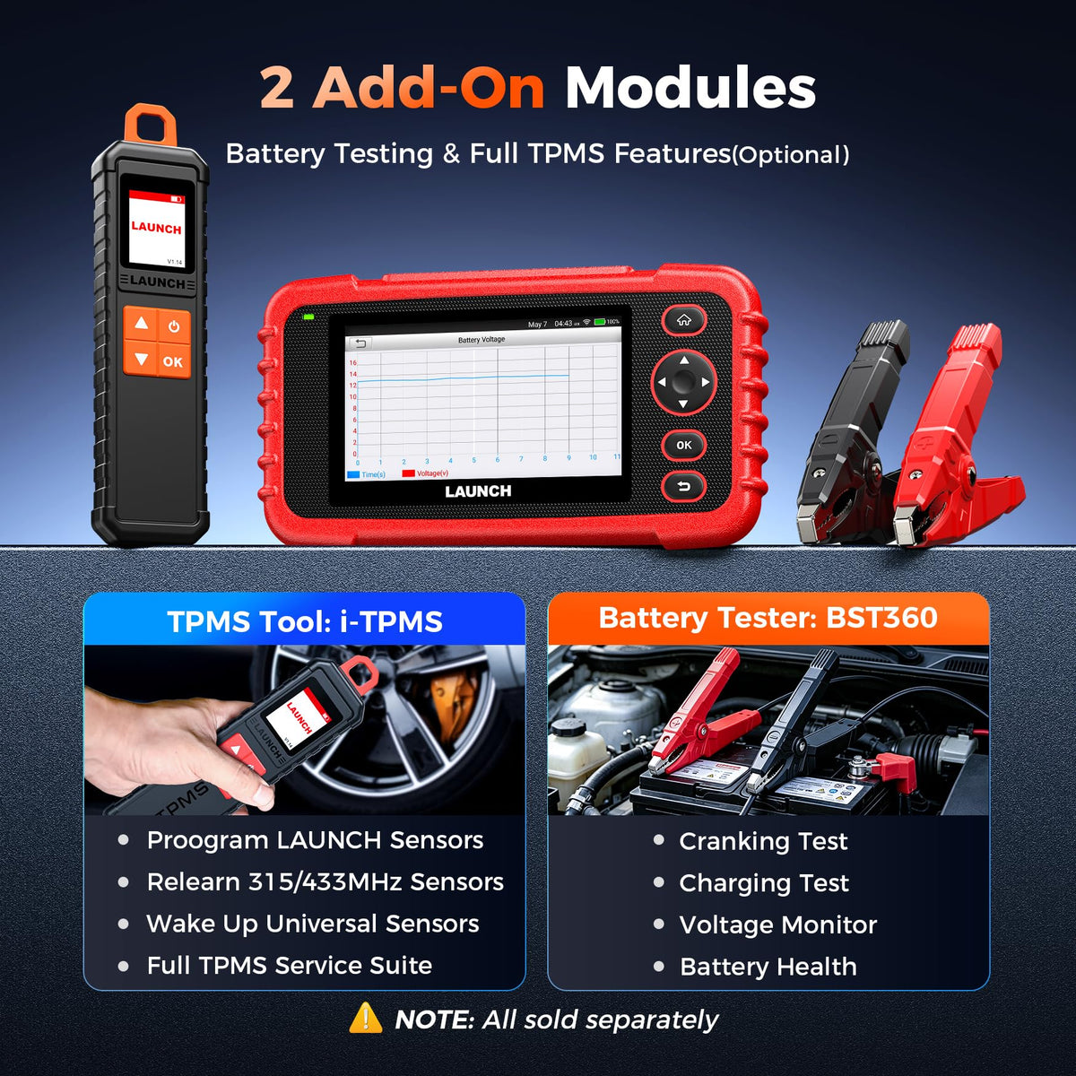 LAUNCH CRP123X rear battery and case showing long runtime and durability