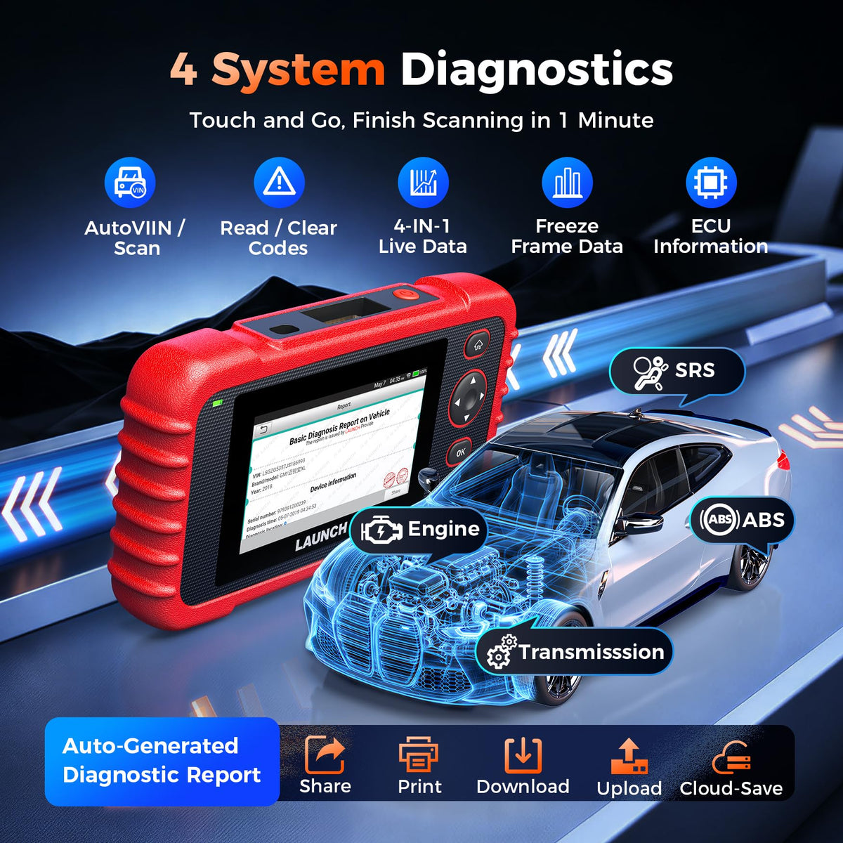 LAUNCH CRP123X connected under hood streaming live data for faster fixes
