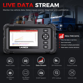 LAUNCH packaging with cables and case offering ready-to-use kit benefit