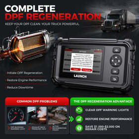 LAUNCH ports and OBD connectors visible for wide truck compatibility benefit