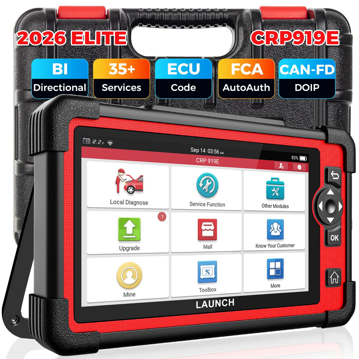 LAUNCH CRP919E tablet front view showing buttons and screen for quick identification