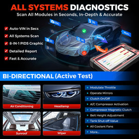 Technician using LAUNCH CRP919E on car dashboard to reduce diagnosis time