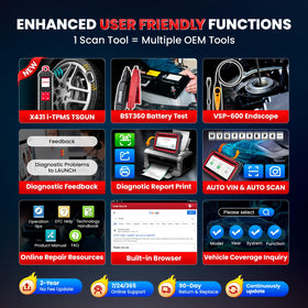 LAUNCH accessories and cables layout for complete setup and compatibility benefit