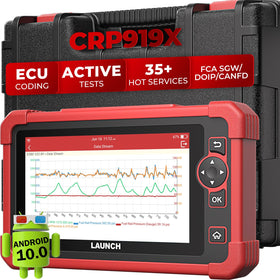 LAUNCH CRP919X front tablet view showing rugged case and clear screen for reliable diagnostics