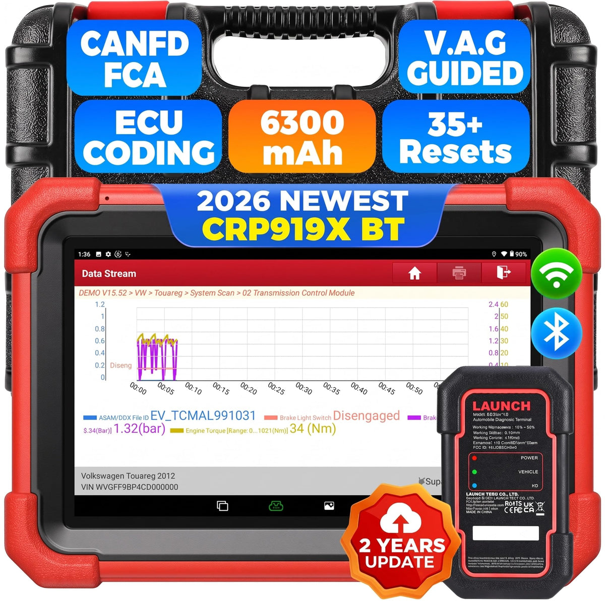 LAUNCH CRP919XBT front display showing diagnostics for quick identification