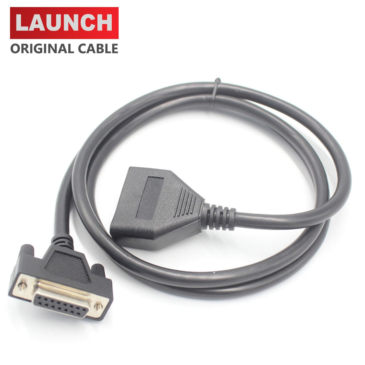 LAUNCH cable bend test image highlighting 5000+ bend durability for workshop use