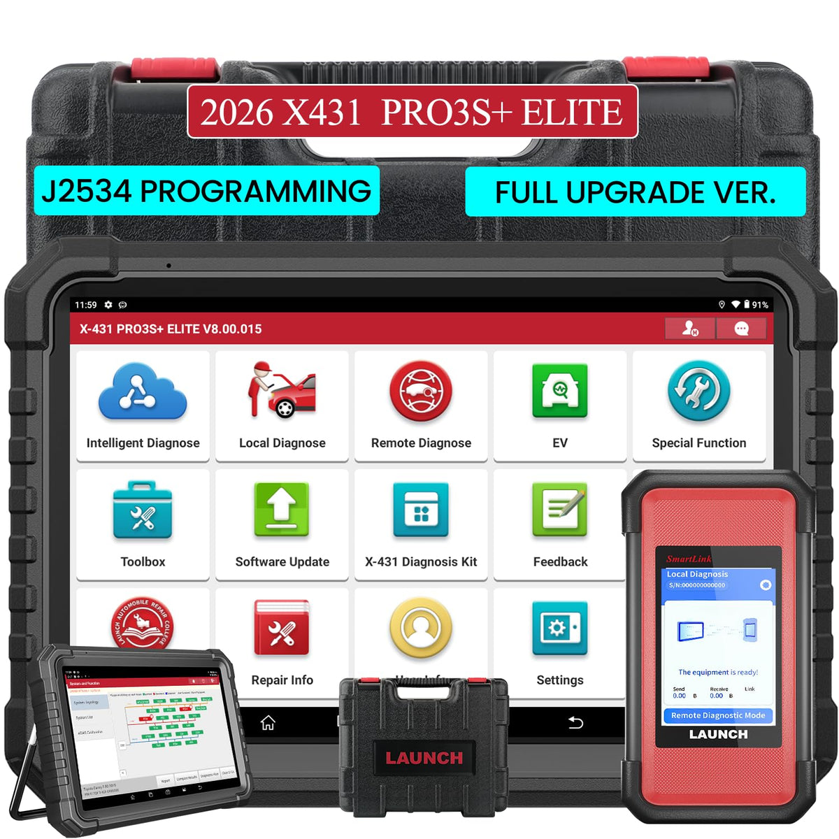 LAUNCH tablet front view showing screen and controls for fast diagnostics