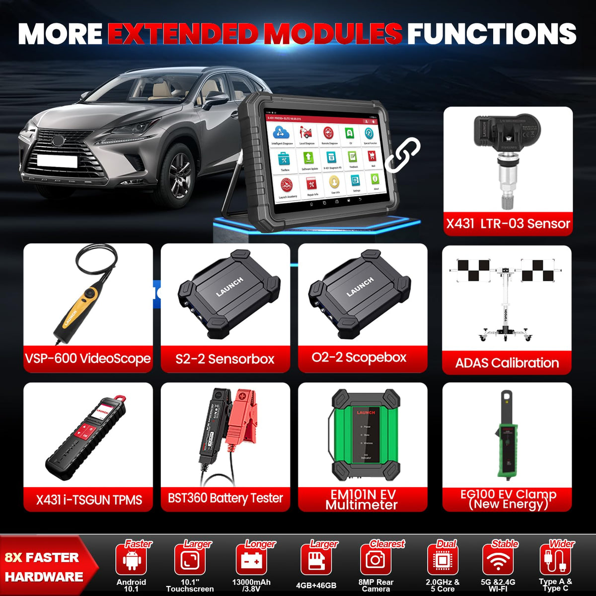 LAUNCH connection cables and adapters enabling wide vehicle compatibility