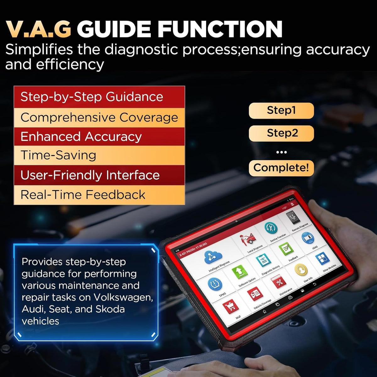 LAUNCH diagnostic accessories and carry case organized for mobile service, portable workshop benefit