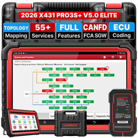 LAUNCH tablet front view showing screen and rugged casing, professional diagnostic tool benefit