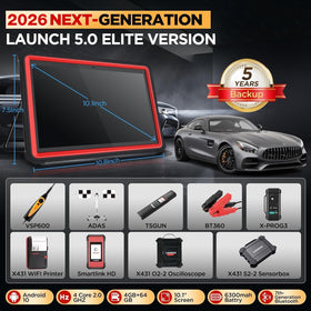LAUNCH tablet shown in hand for scale, compact professional-grade performance benefit
