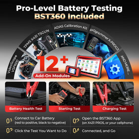 LAUNCH PRO5 accessories laid out: cables, clamps and connectors for complete setup