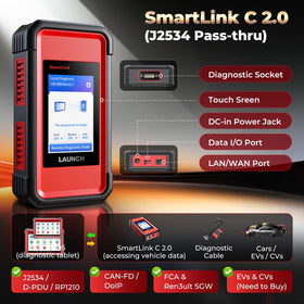LAUNCH PRO5 close-up of tablet buttons and ports demonstrating rugged shop use