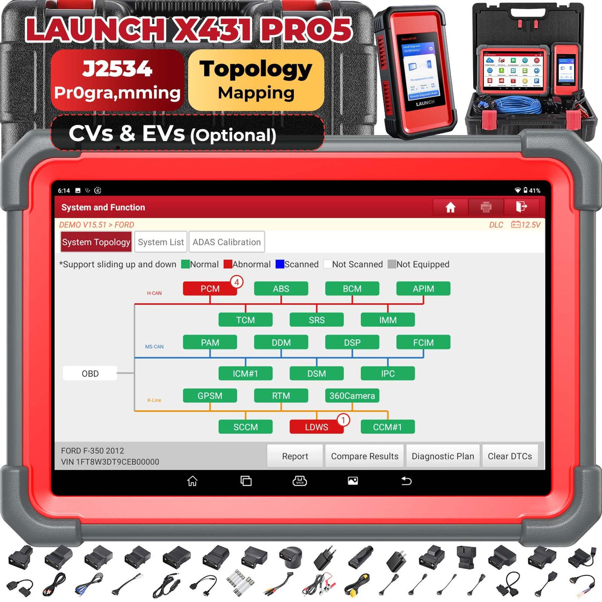 LAUNCH PRO5 front tablet view showing dashboard-style interface and fast diagnostics