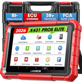 LAUNCH front view showing tablet display and rugged housing for reliable diagnostics