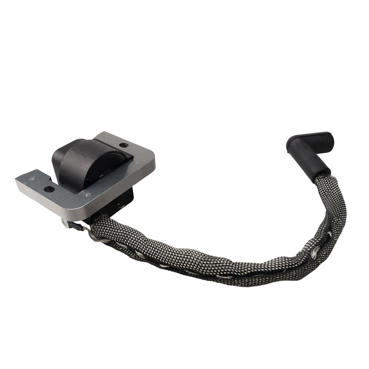 LawnCamille ignition coil next to ruler showing compact size for easy handling