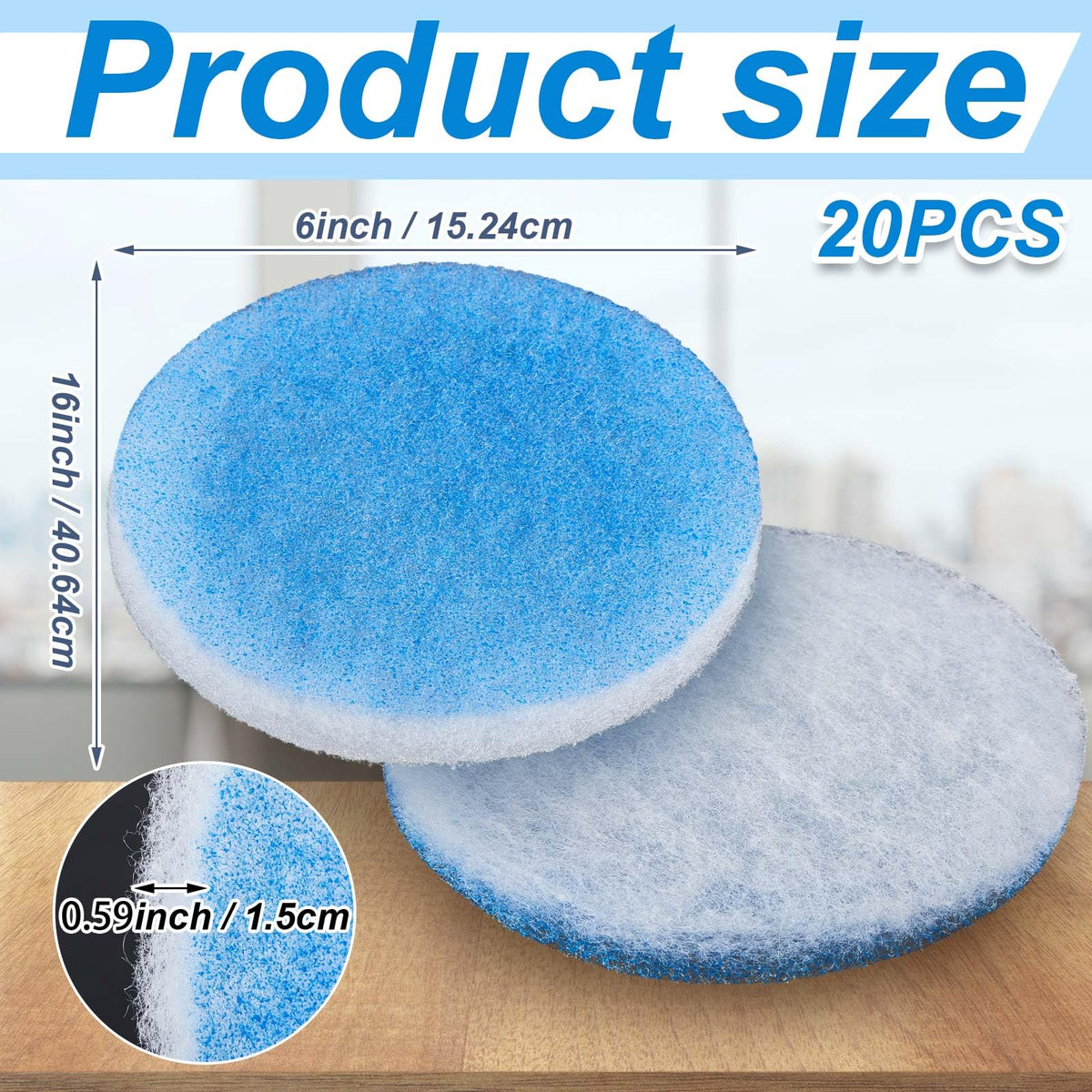 Layhit close-up of blue and white double-layer fiber demonstrating capture efficiency