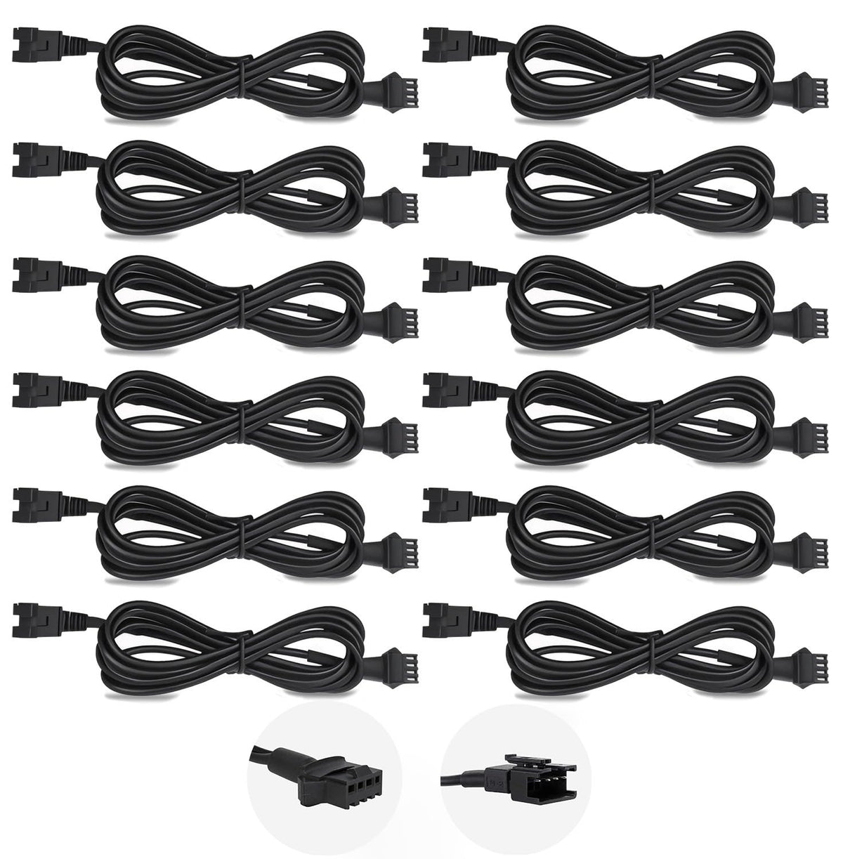 LAZZPPO front view of 12-pack extension cables showing kit contents and benefit of ready supply