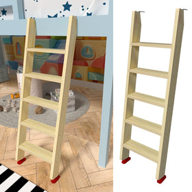 LBMBMO front view of 55in wood ladder showing sturdy build and safety