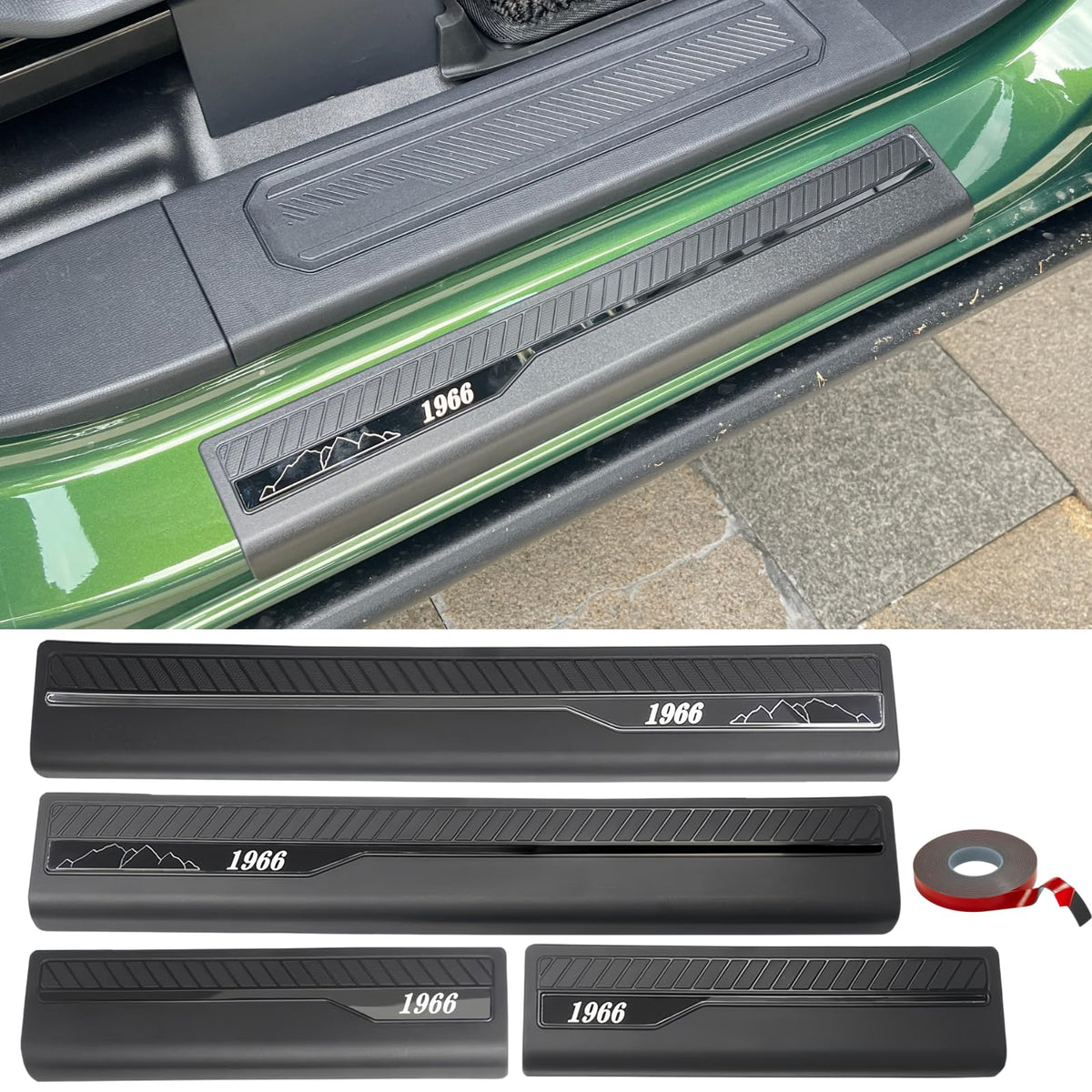 LBNCOBAG front sill assembled on Bronco, protects threshold from scratches