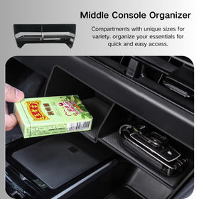 LBNCOBAG installed in Camry console wide shot demonstrating tidy interior benefit