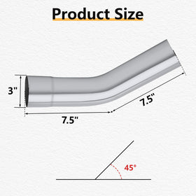 LCGP 45° exhaust angle close-up highlighting clean bend and uniform 3" OD for reliable fit