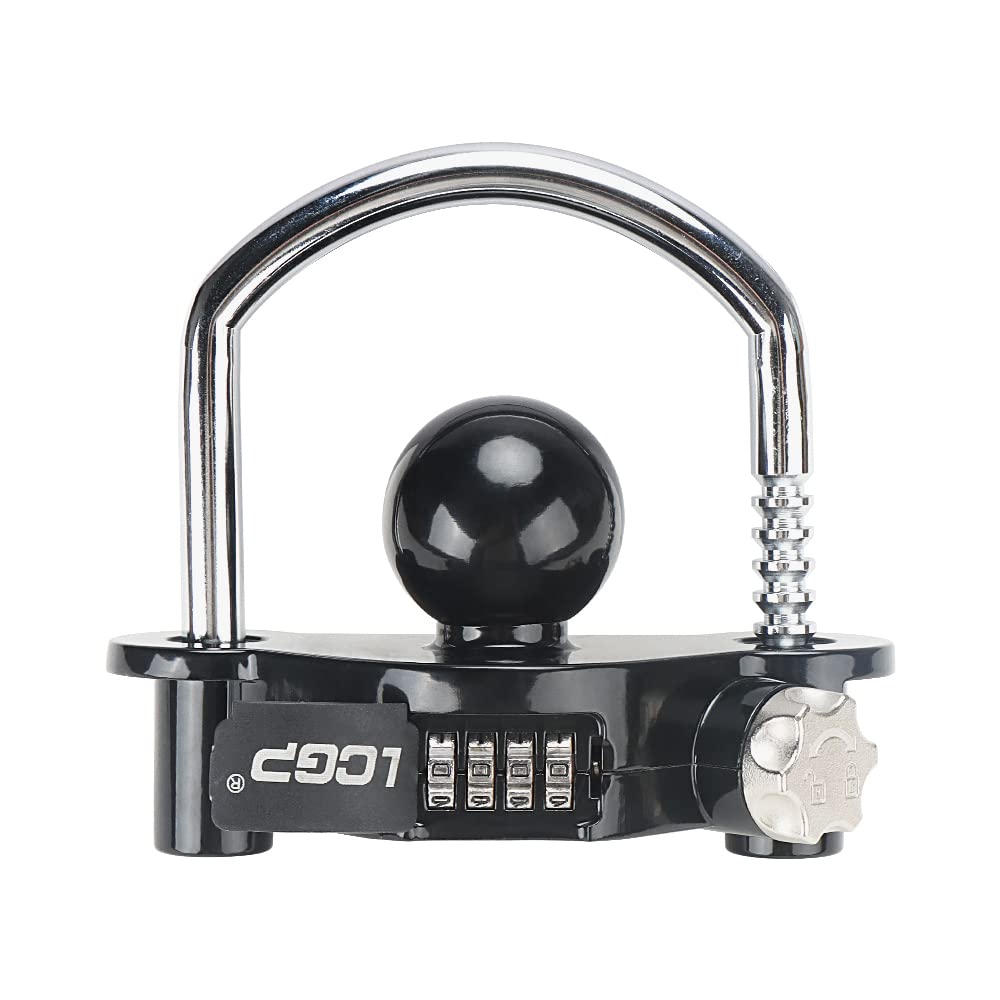 LCGP front view of hitch lock showing secure fit and theft deterrent