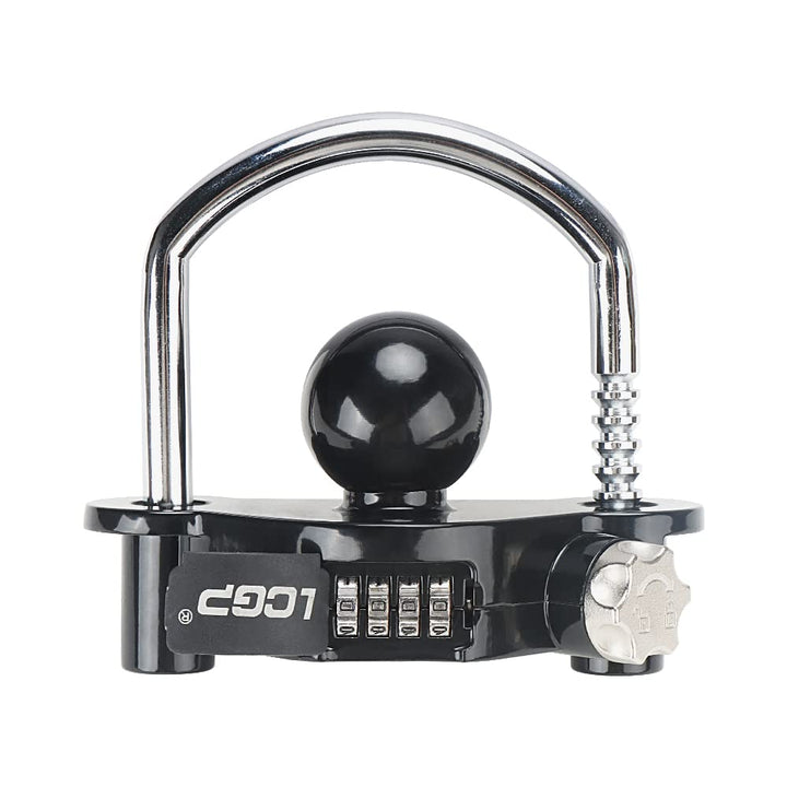 LCGP front view of hitch lock showing secure fit and theft deterrent