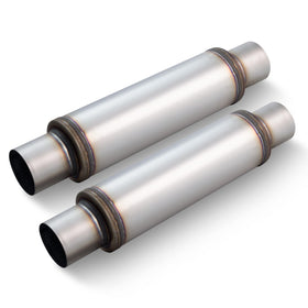 LCGP front view of two mufflers showing compact 2-pack and durable finish